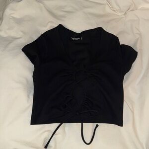 Abercrombie ribbed tie front top